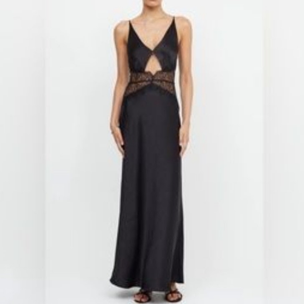 BEC + BRIDGE sexy camille black satin and lace dress S